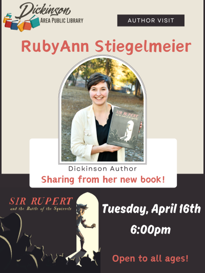 Author Visit with RubyAnn Stiegelmeier on Tuesday, April 16th