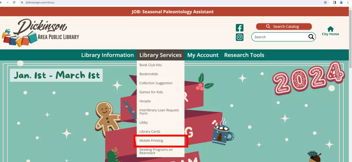Under Library Services, click on Mobile Printing.