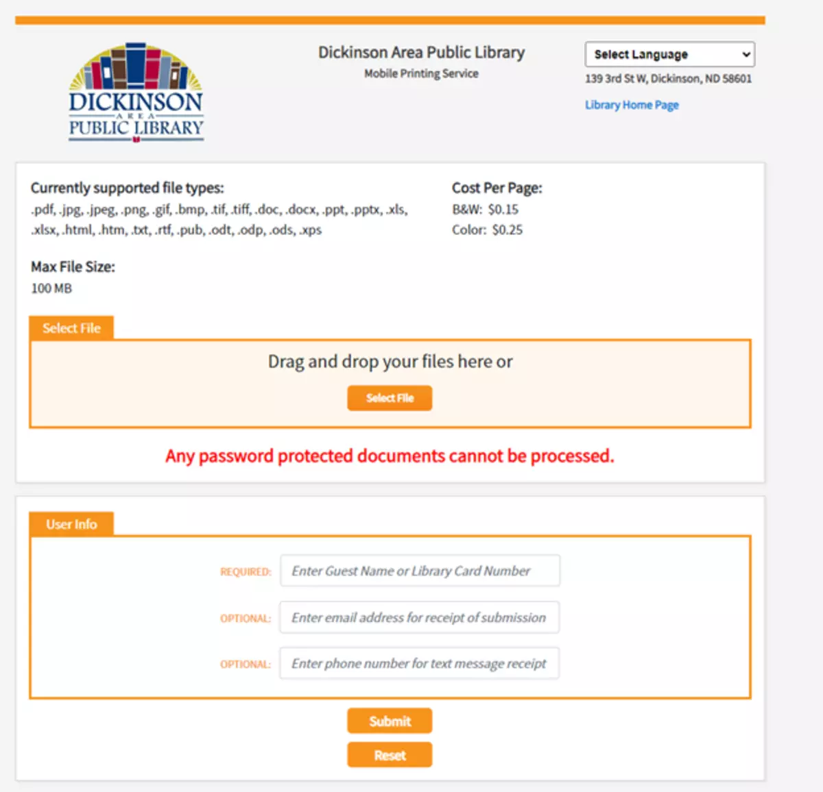 You will be redirected to this page where you can print your files.