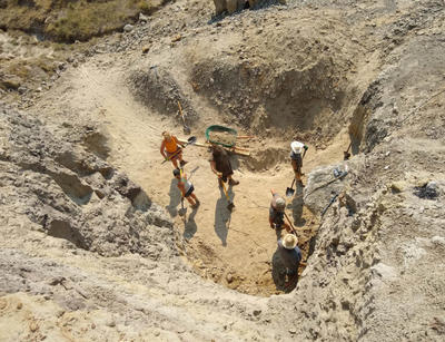 25ft (8m) of rock had to be removed from over the top of the skeleton.