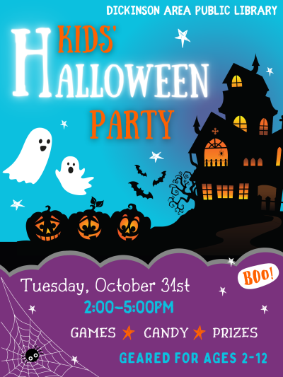 Kids' Halloween Party October 31st from 2-5pm