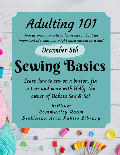 Adulting 101: Sewing Basics poster