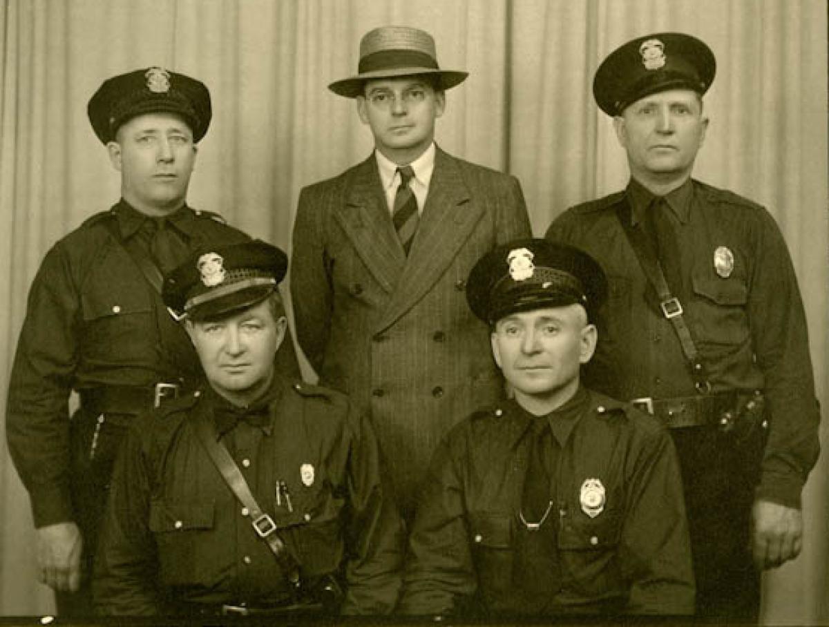 Dickinson PD 1941 Standing : Jack Cumber, Commissioner Lawton Osborn, Joe Kessel Seated : Chief Cyril Drury, Alex Wolf